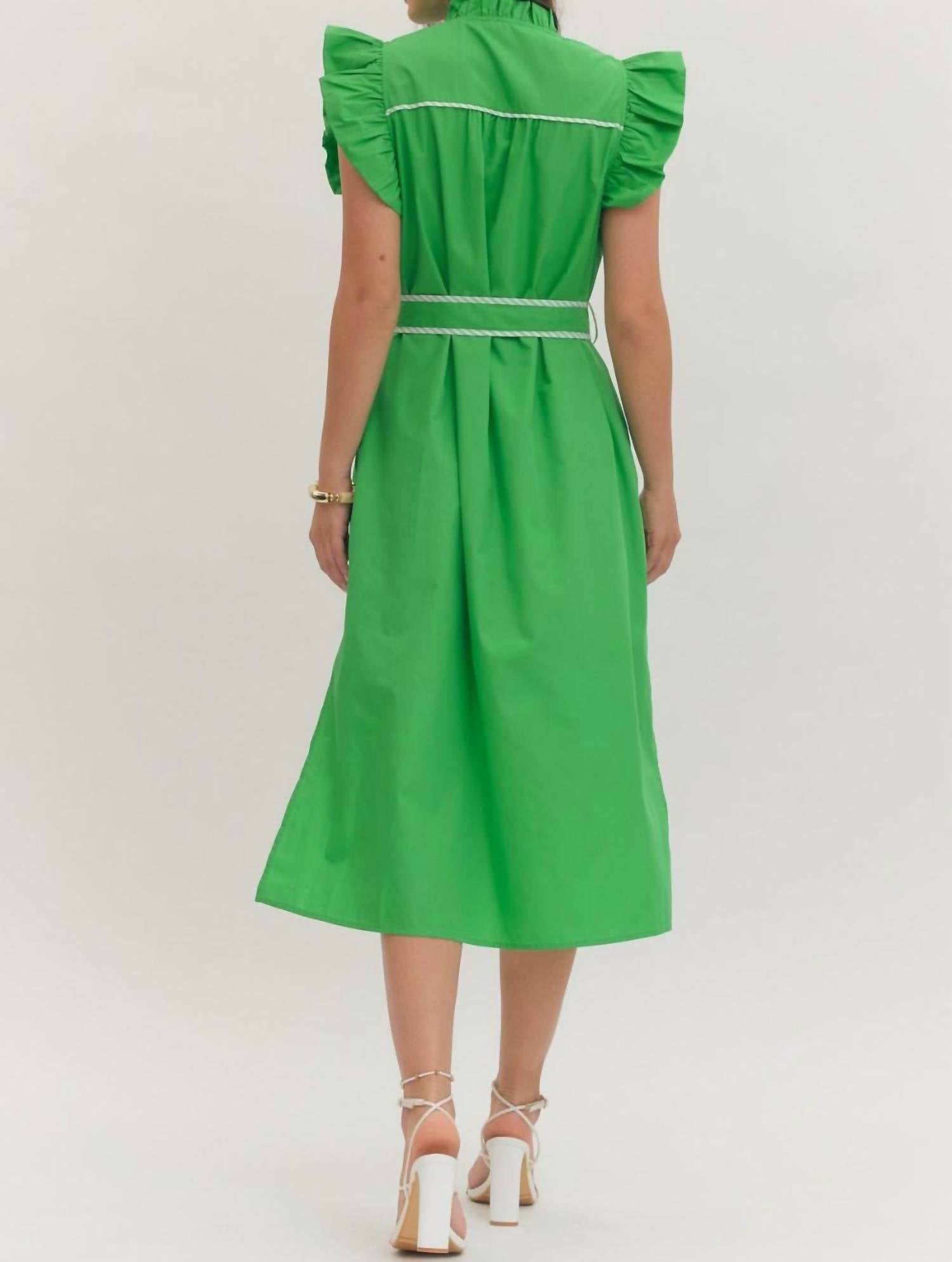 Entro - Ruffle Sleeve Midi Dress