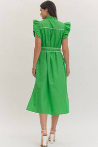Entro - Ruffle Sleeve Midi Dress
