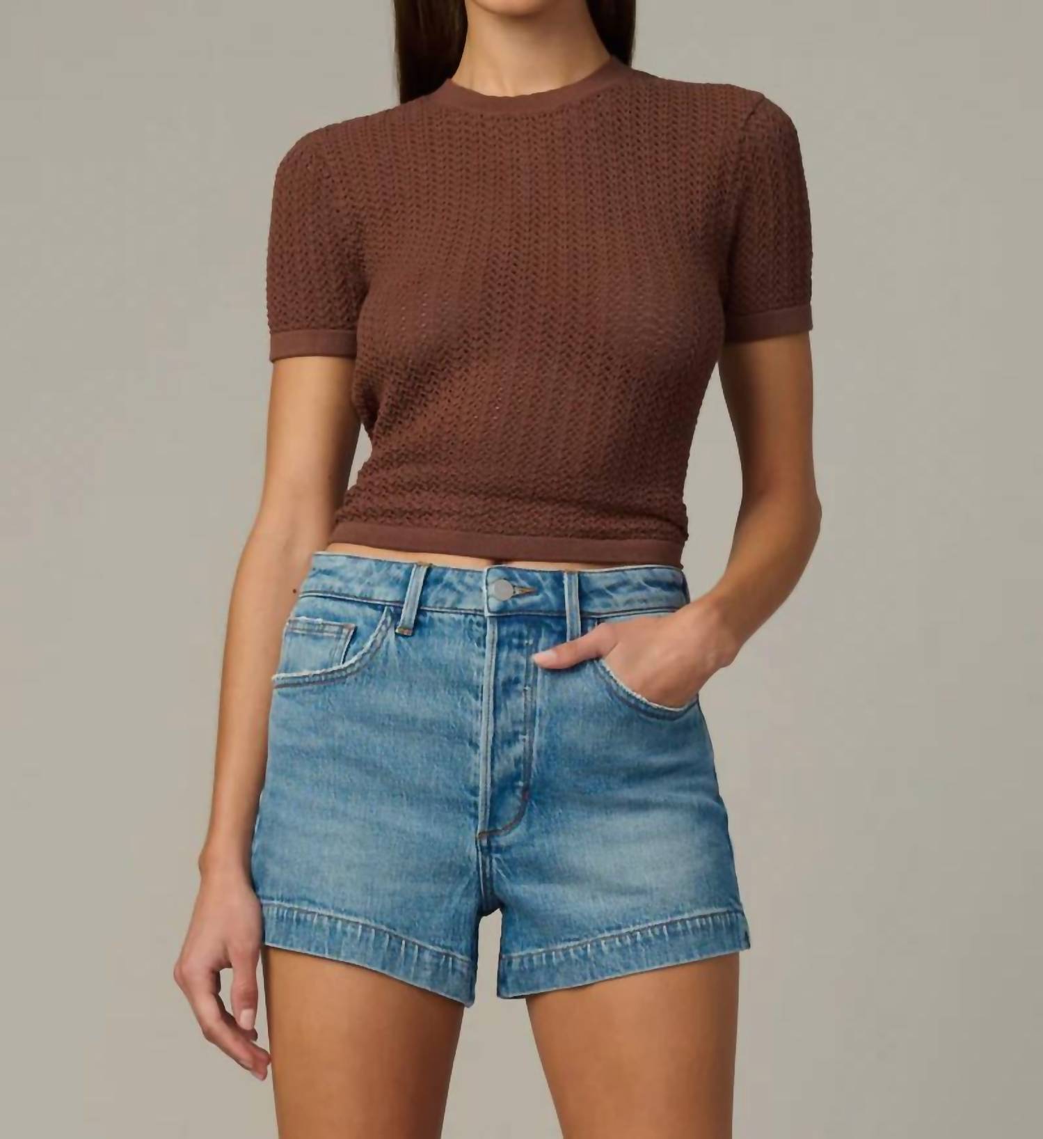 Joe's Jeans The Crochet Baby Tee in chocolate - women's shirt