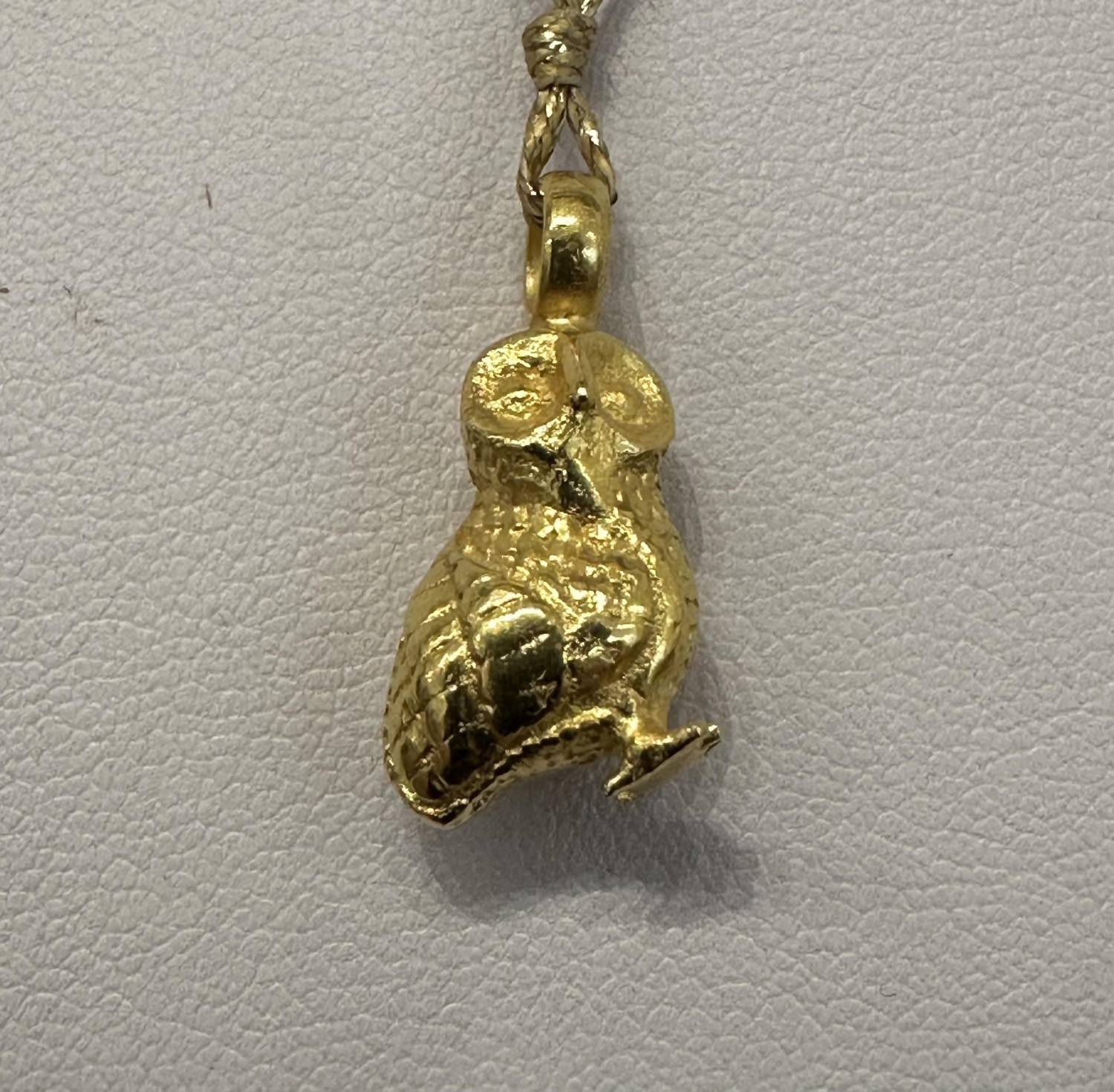 Pippa Small Jewellery - 22k Owl Pendant On Cord Necklace