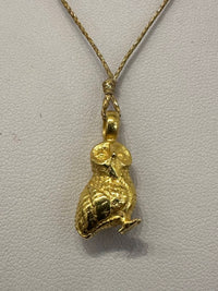 Pippa Small Jewellery - 22k Owl Pendant On Cord Necklace