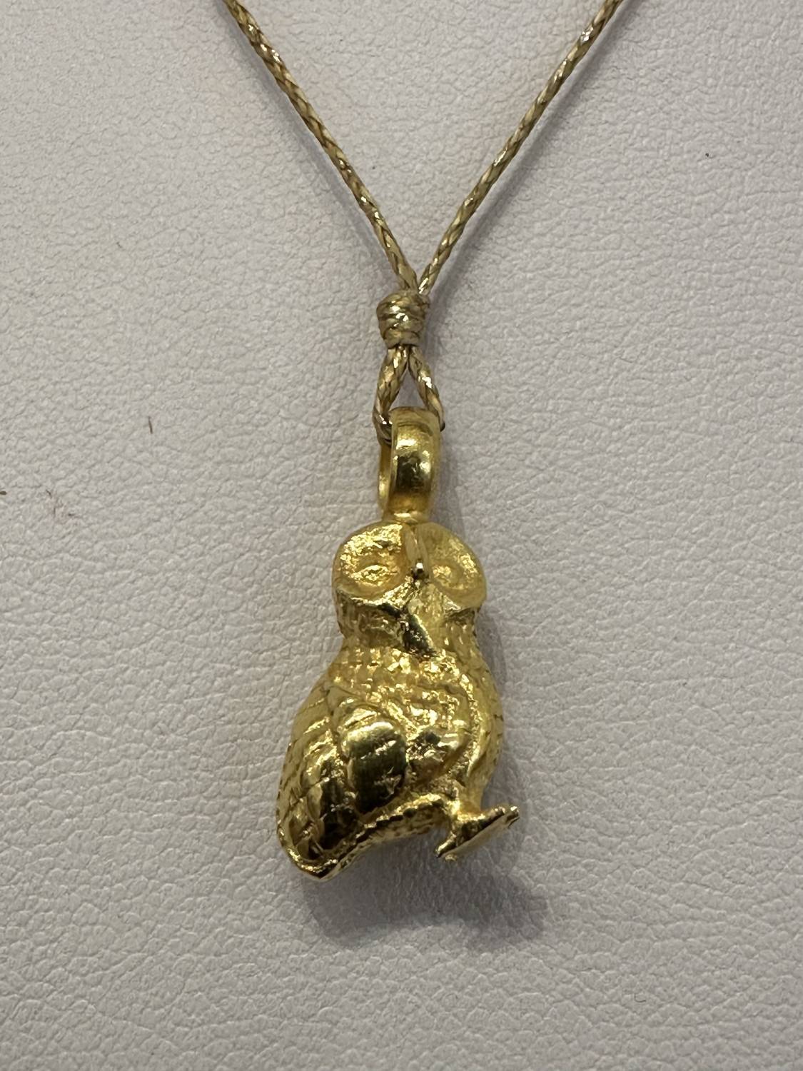 Pippa Small Jewellery - 22k Owl Pendant On Cord Necklace