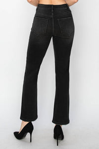 RISEN High Rise Crop Straight Jeans in black - women's pants - view 4