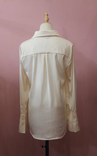 CHOKLATE PARIS Women's Léa Satin Shirt in ecru 1 - women's shirt - detail view