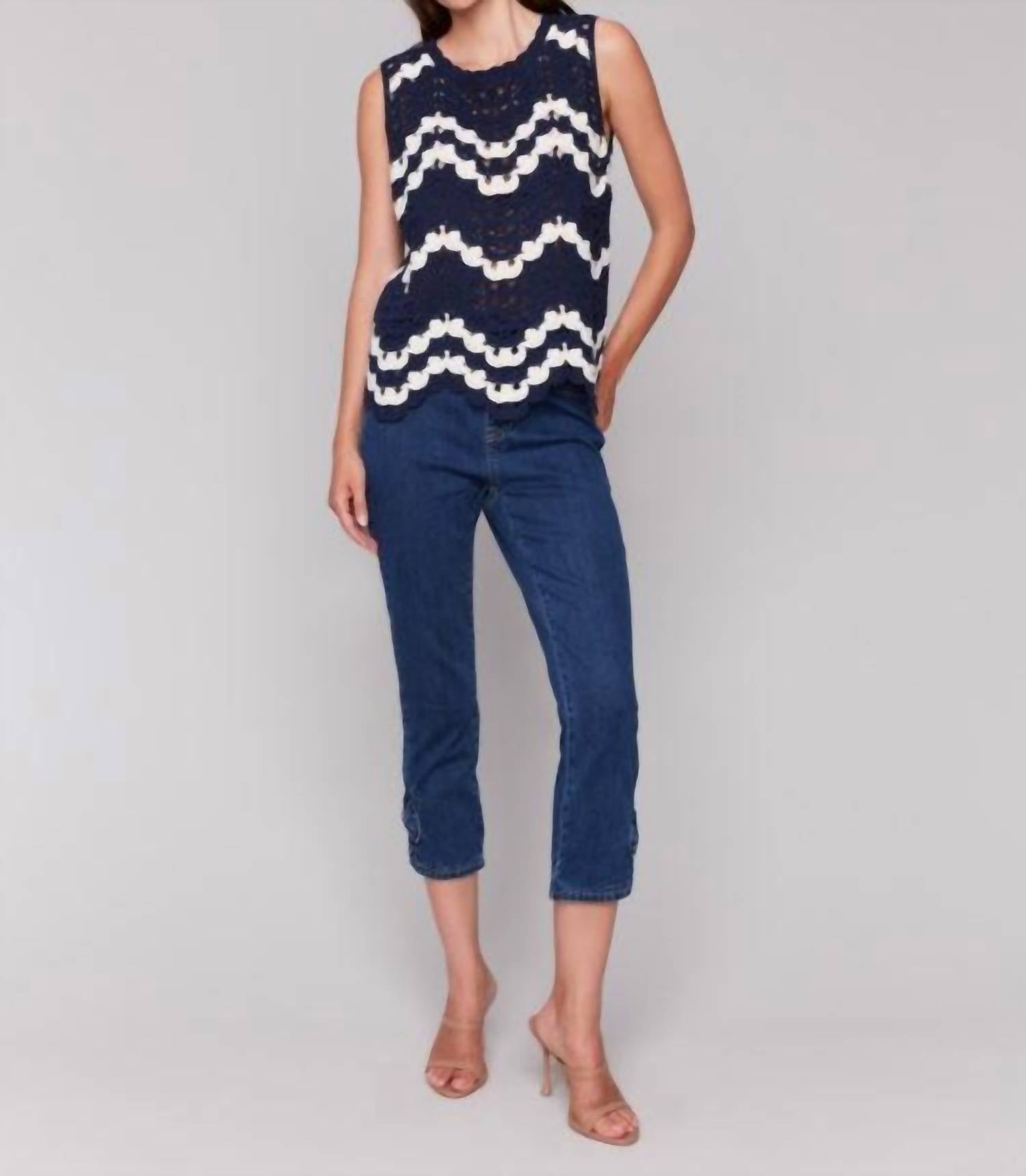 Charlie B - Crochet Sleeveless Crew Neck Cami