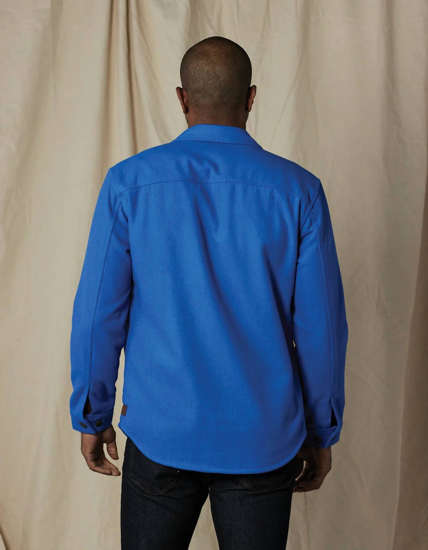 The Normal Brand Brightside Flannel Lined Workwear Jacket in cobalt - men's shirt - alternate view