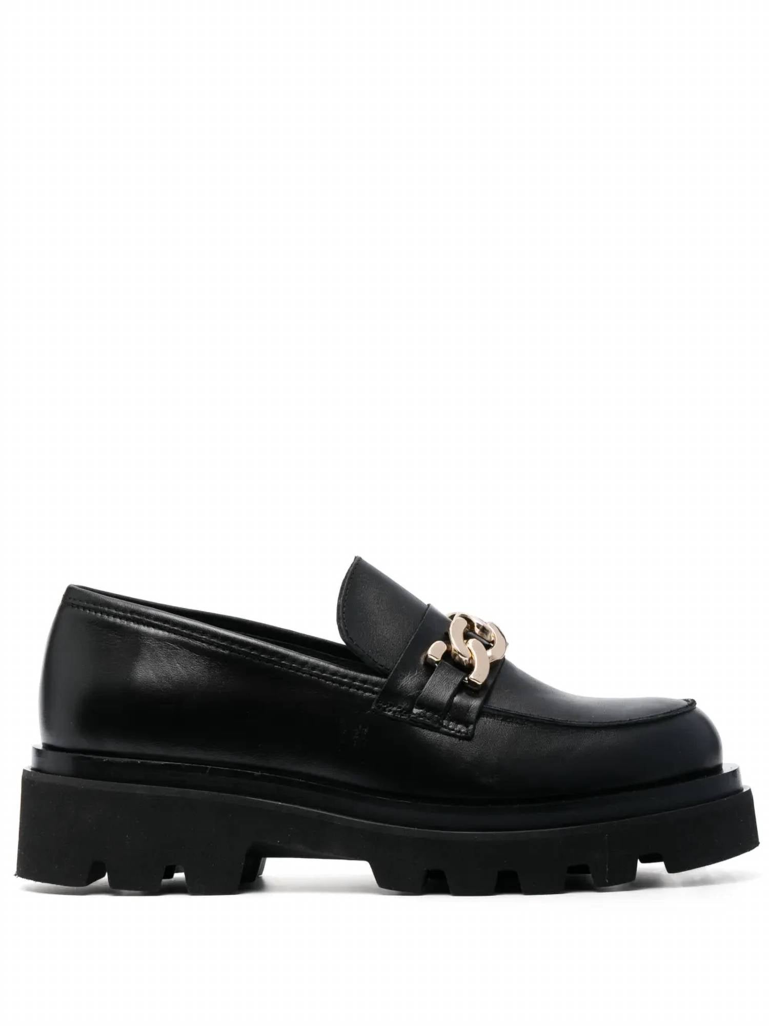 ALOHAS Women's Track Leather Loafers in black - women's flats - detail view