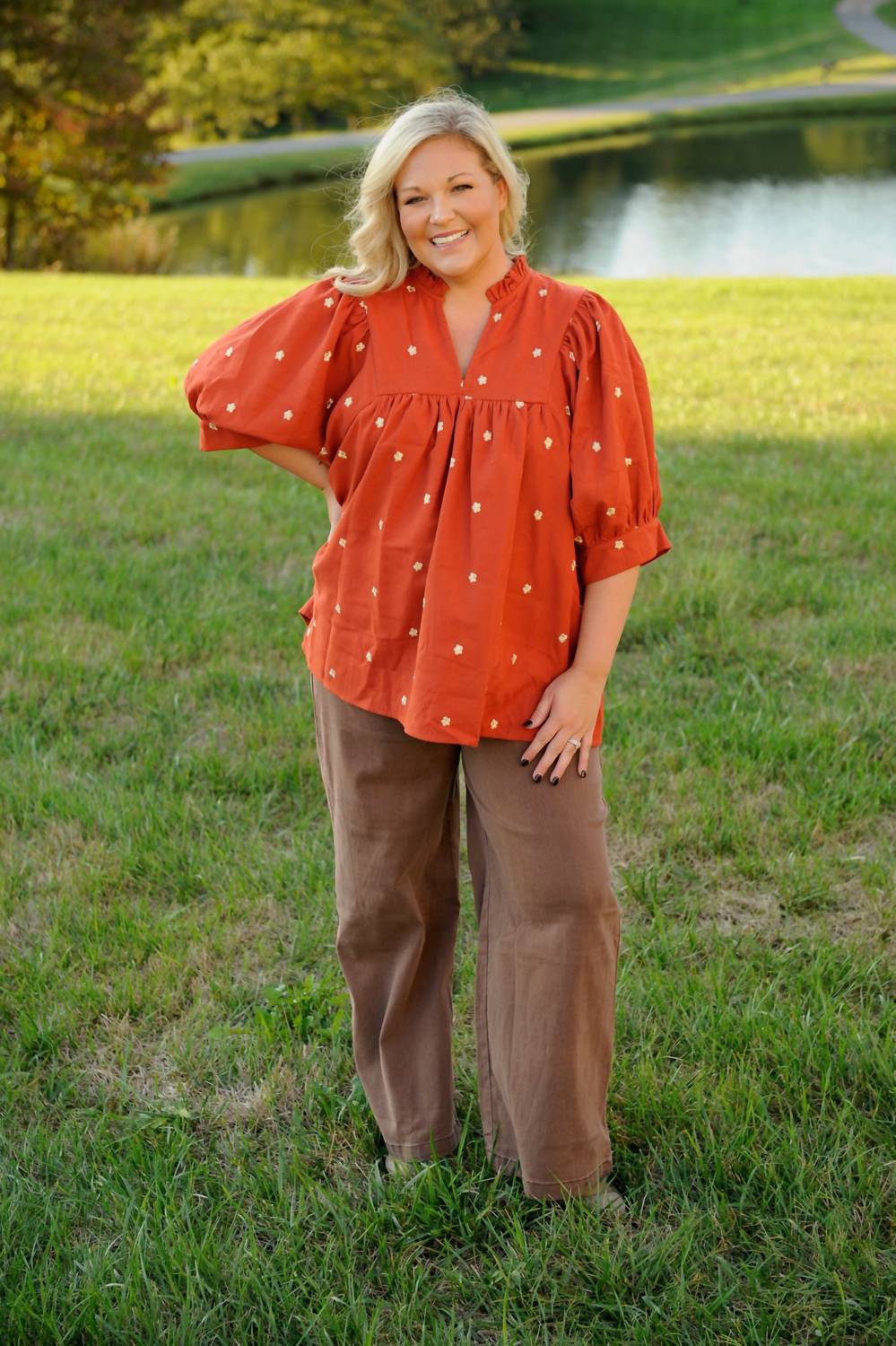 entro Vintage Blossom Top in red - women's blouse - alternate view