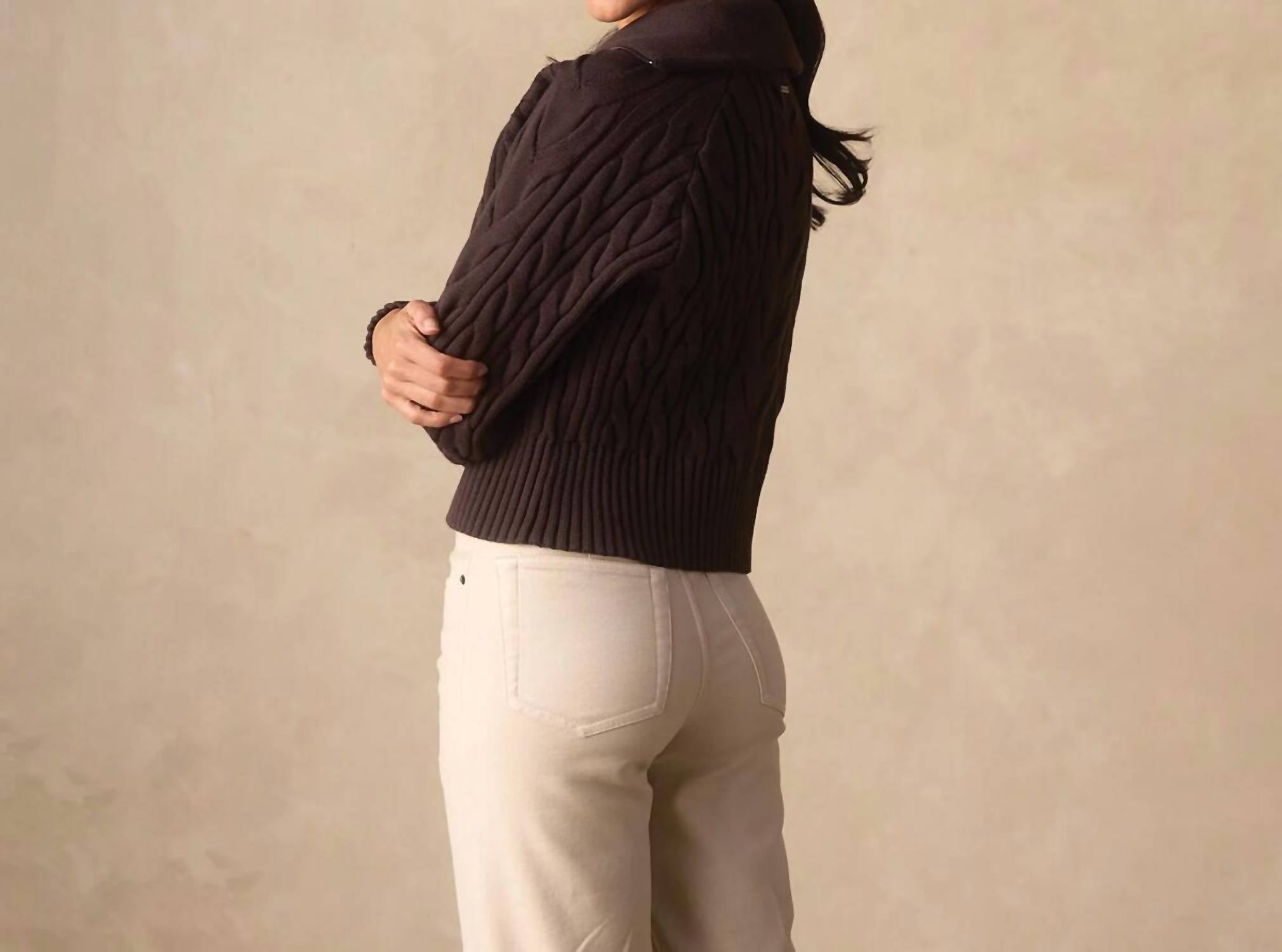 The Normal Brand Lola Everyday Quarter Zip Sweater in brown - women's sweater - alternate view