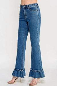 Special A - Tummy Control Flare Jeans With Ruffle Hem
