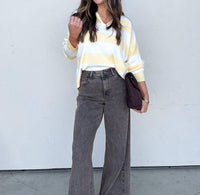 Wishlist - Striped Split-neck Sweater