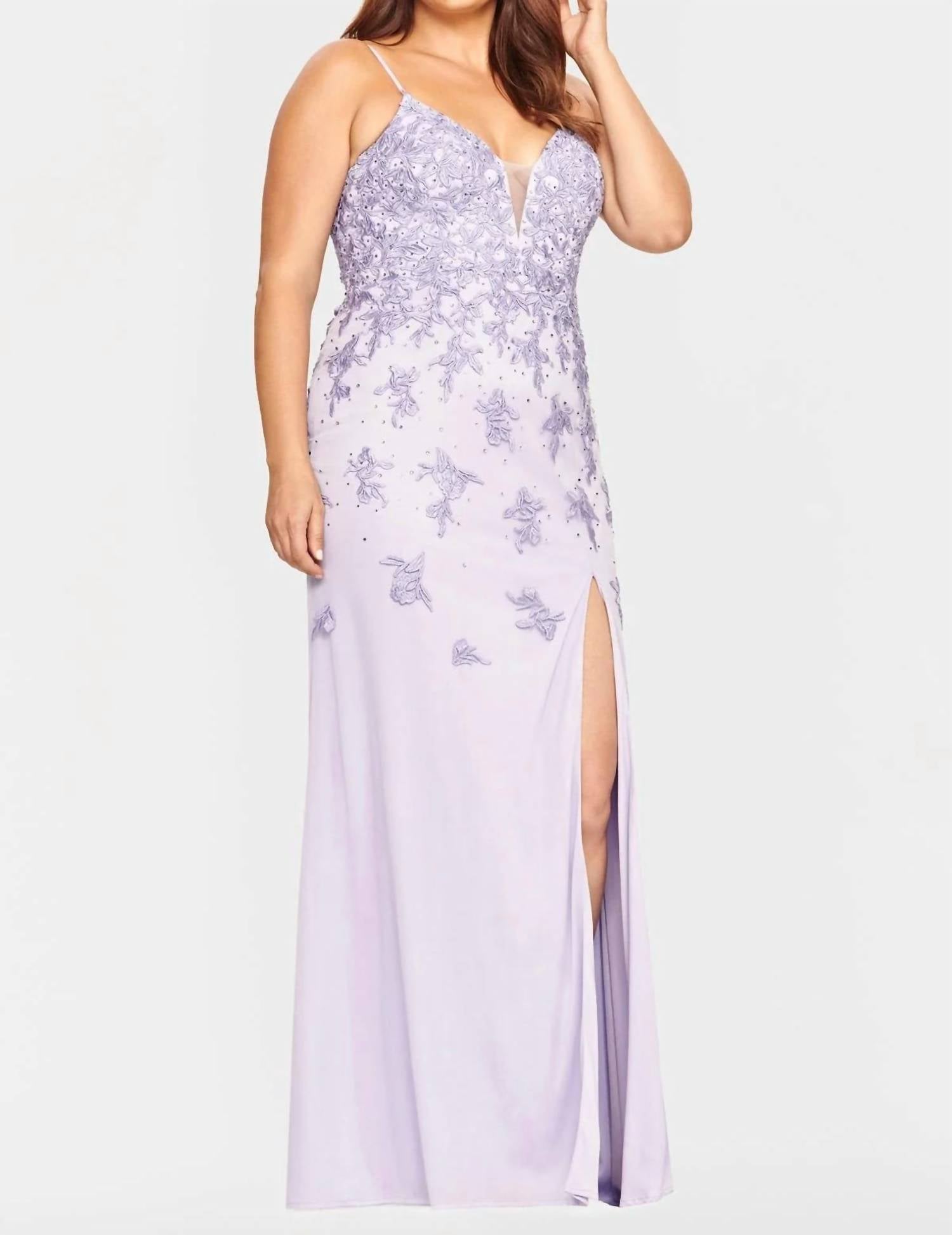 Faviana - Tulle Long With Lace Prom Dress - Plus