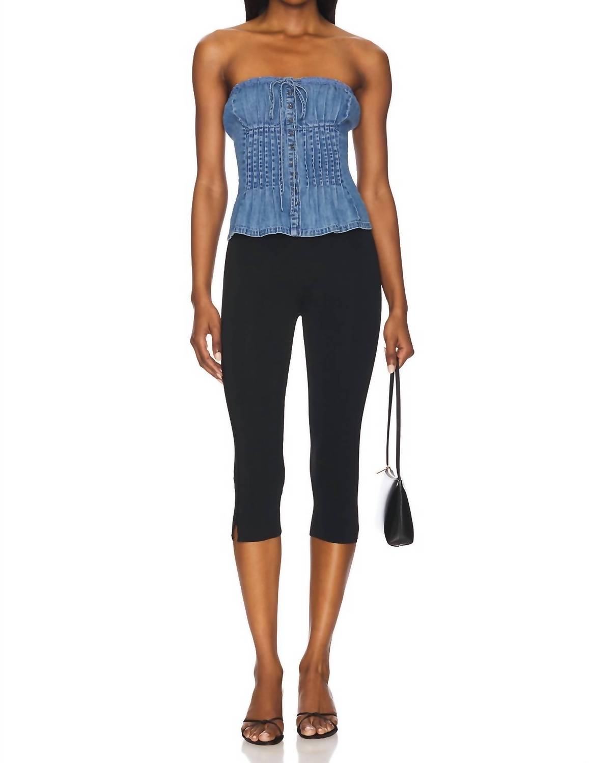 Free People Wink Tube Top in medium wash - women's tank top - view 5