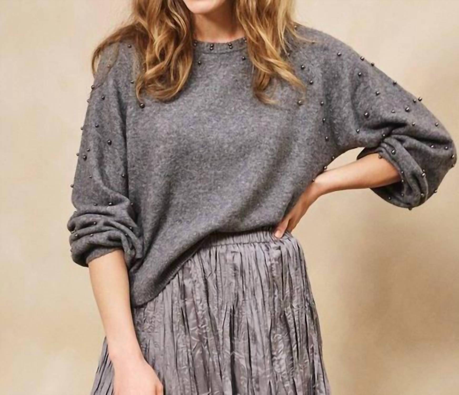 Esqualo - Suzette Ragland Sleeve Pearls Sweater