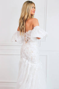 Cinderella Divine - Polly Lace Floral Applique Detachable Off Shoulder Wedding Dress