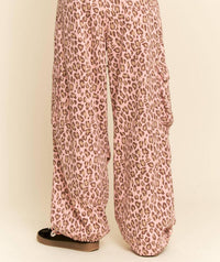 Davi & Dani - Animal Washed Leopard Denim Elastic Pants