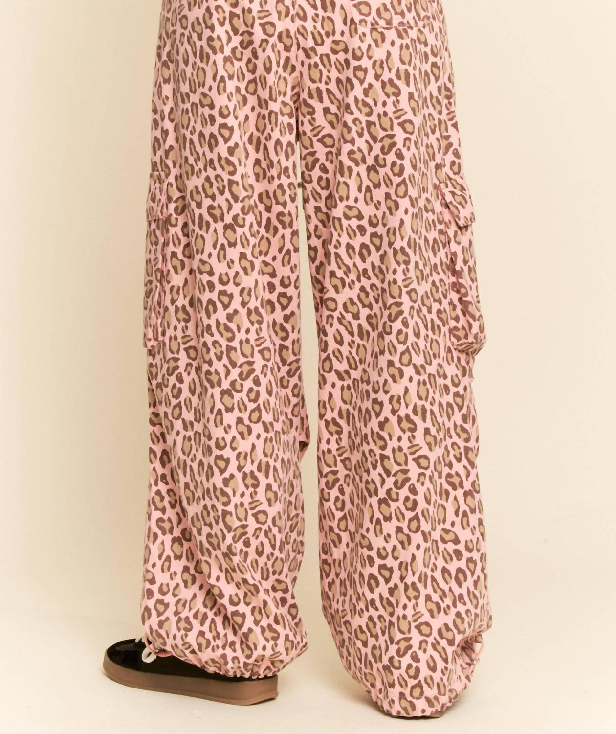 Davi & Dani - Animal Washed Leopard Denim Elastic Pants