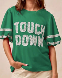Bibi - Gameday Theme Sleeve Touch Down Patchwork Top