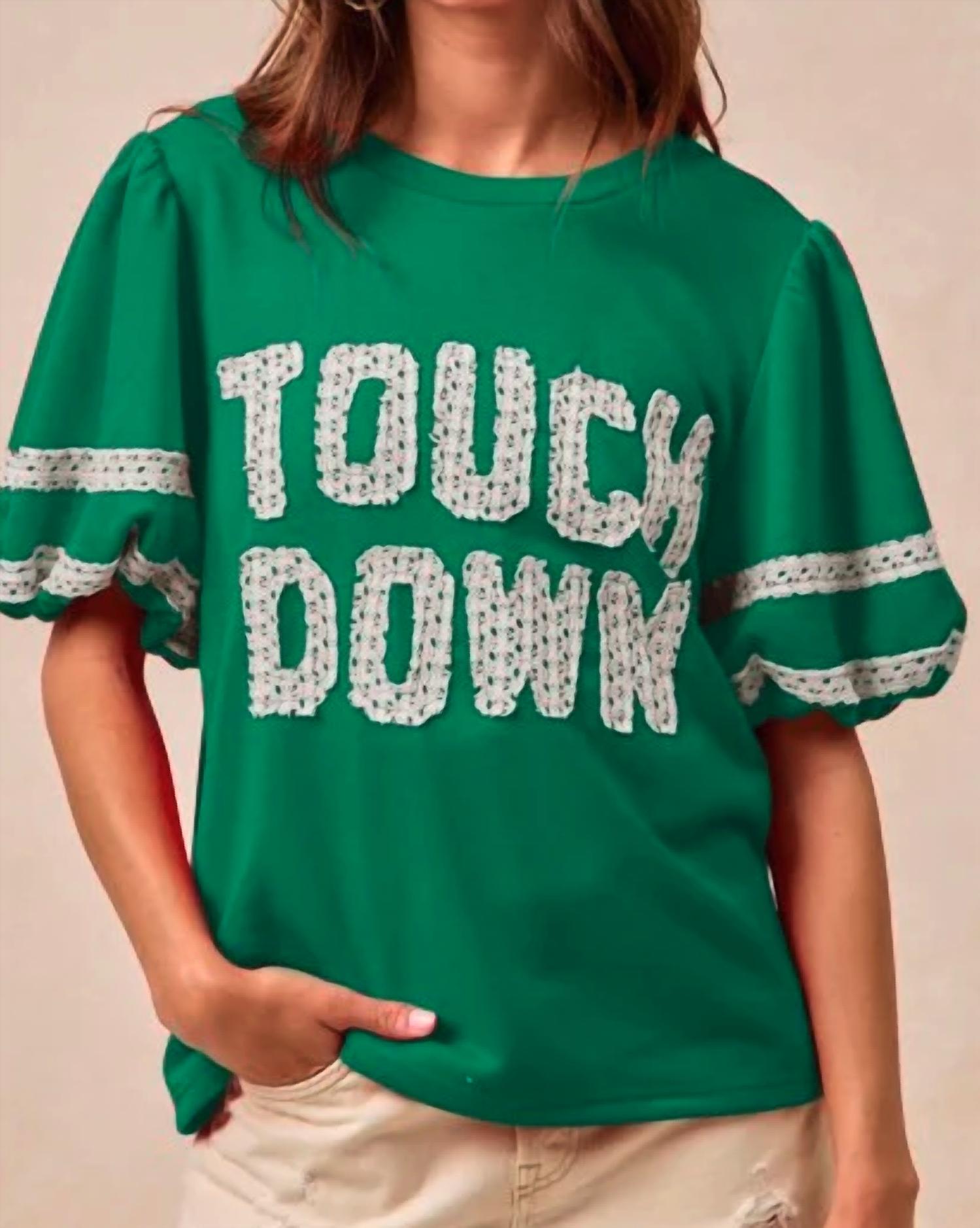 Bibi - Gameday Theme Sleeve Touch Down Patchwork Top