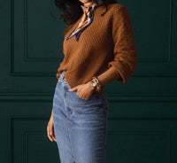The Normal Brand Colette Chunky Cotton Knit Sweater in beige - women's sweater - alternate view