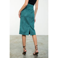THML Midi Suede Skirt in teal 1 - women's skirt - alternate view