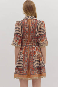 entro Botanical Puff Sleeve Mini Dress in charcoal - women's dress - view 4