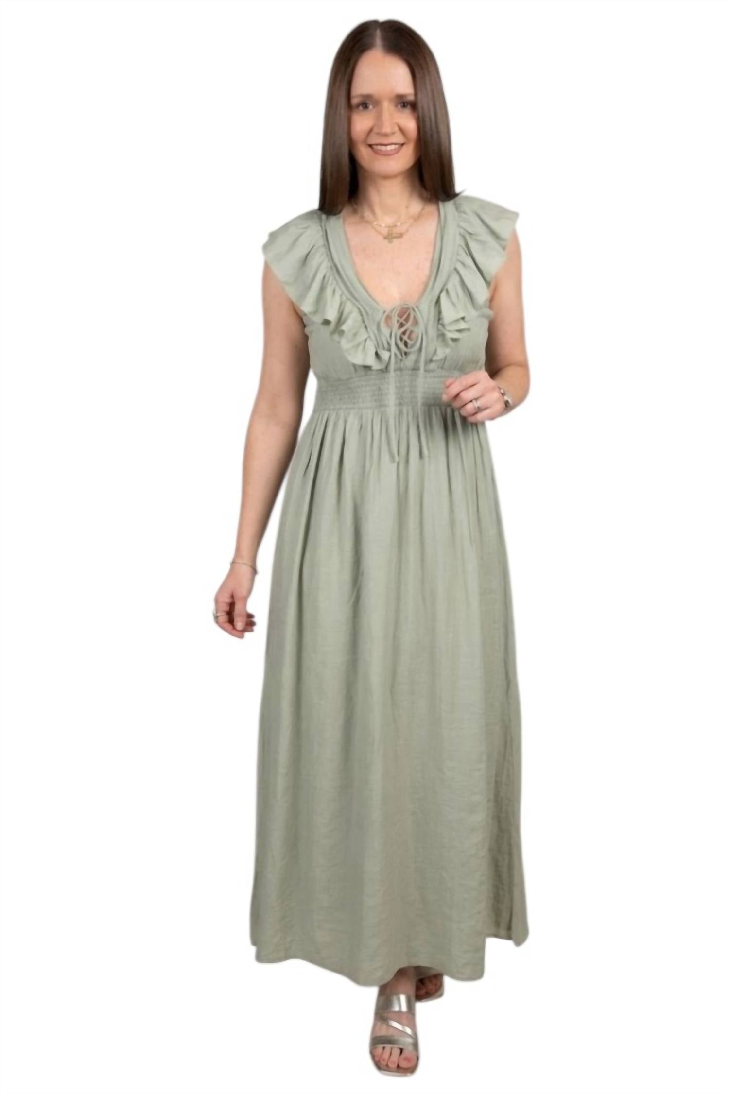 Hem & Thread - Ruffled Shoulder Strap Midi Dress