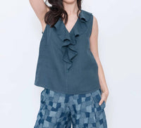 Blueberry - Wave Neck Sleeveless Top
