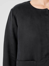 Eileen Fisher - Round Neck Padded Silk-lined Jacket