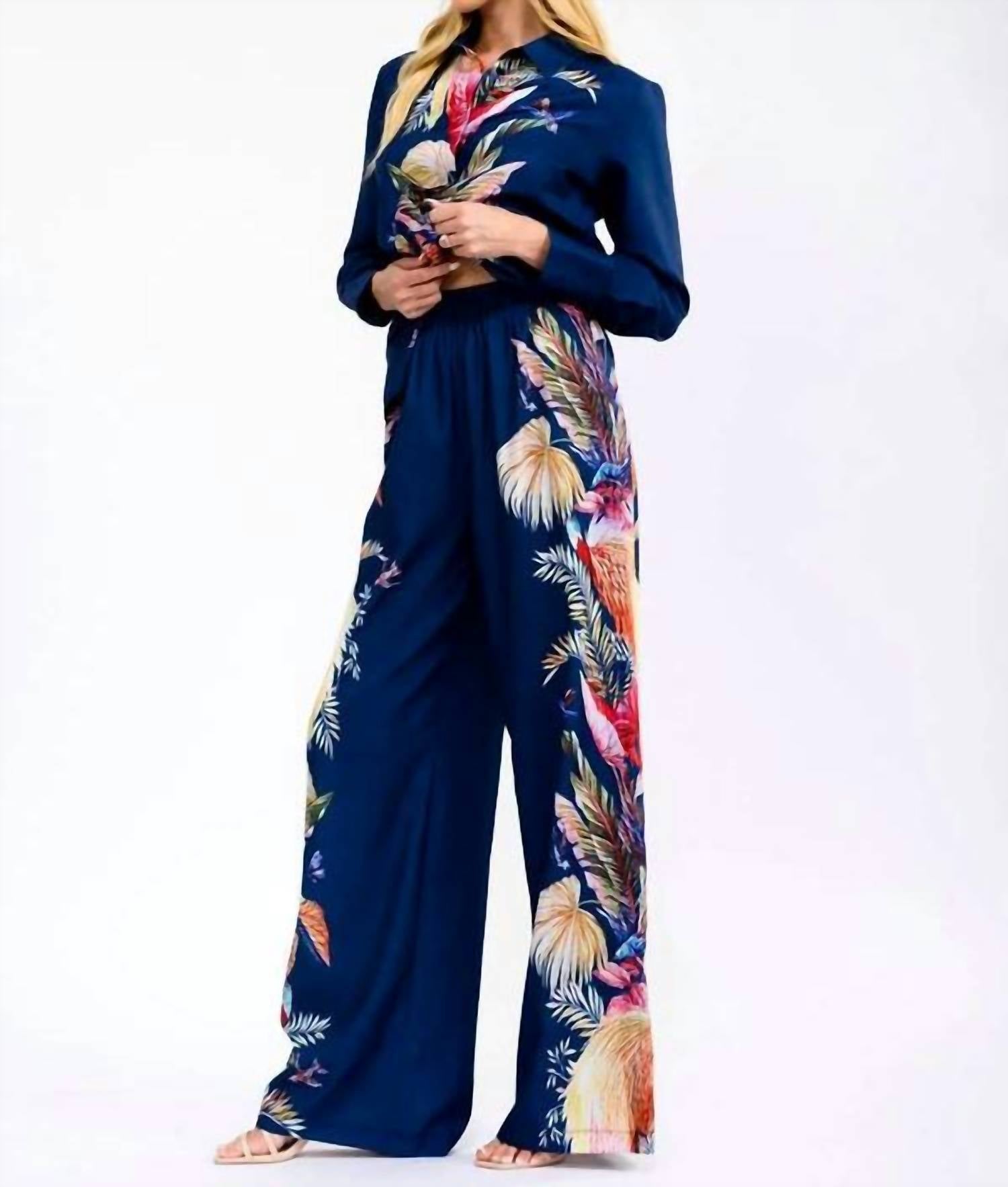 Little Secret Of Mine - Tropical Leaf Pant Set