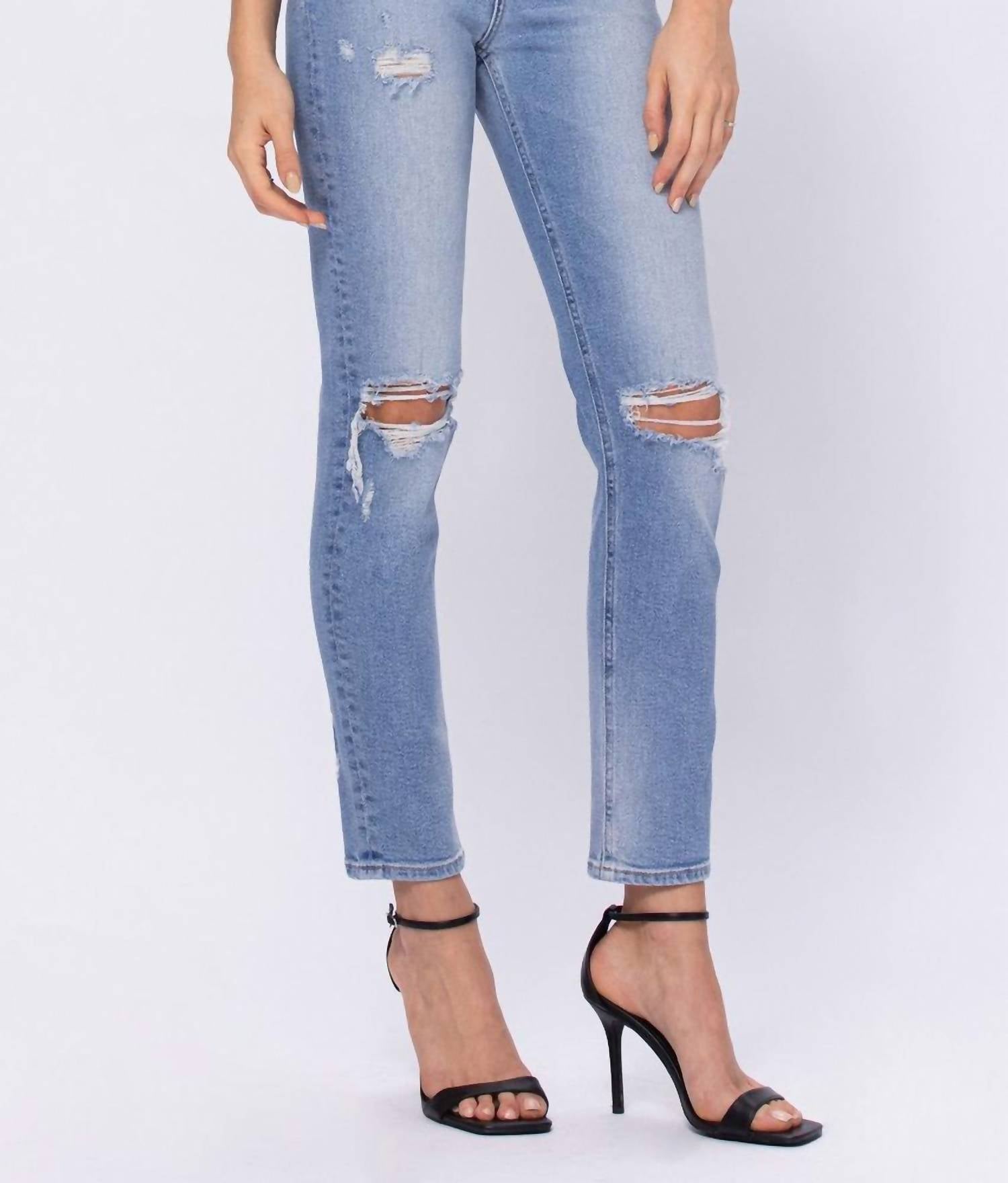 Hidden - High-rise Classic Distressed Mom Jean