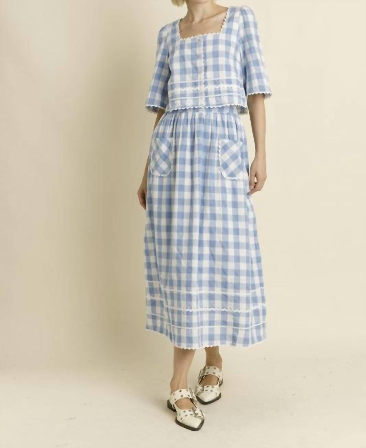 Aureum - Gingham Button Front Top