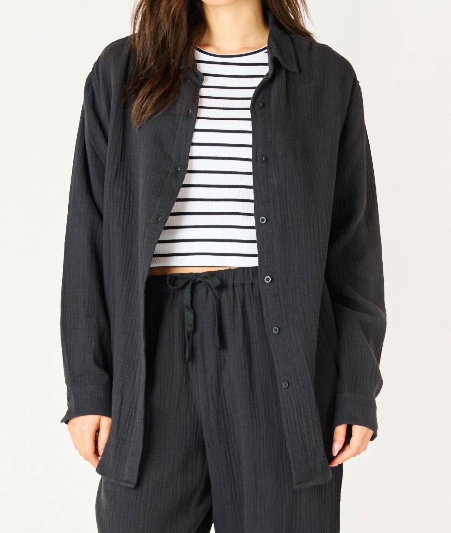 Dex - Textured Button Up Blouse