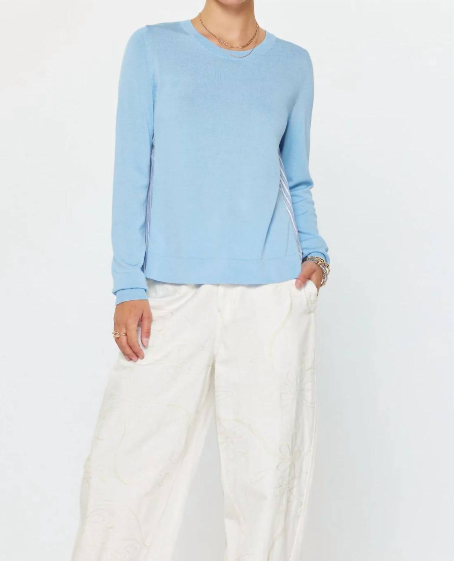 Current Air - Stripe Pleated Woven Back With Rhinestones Top