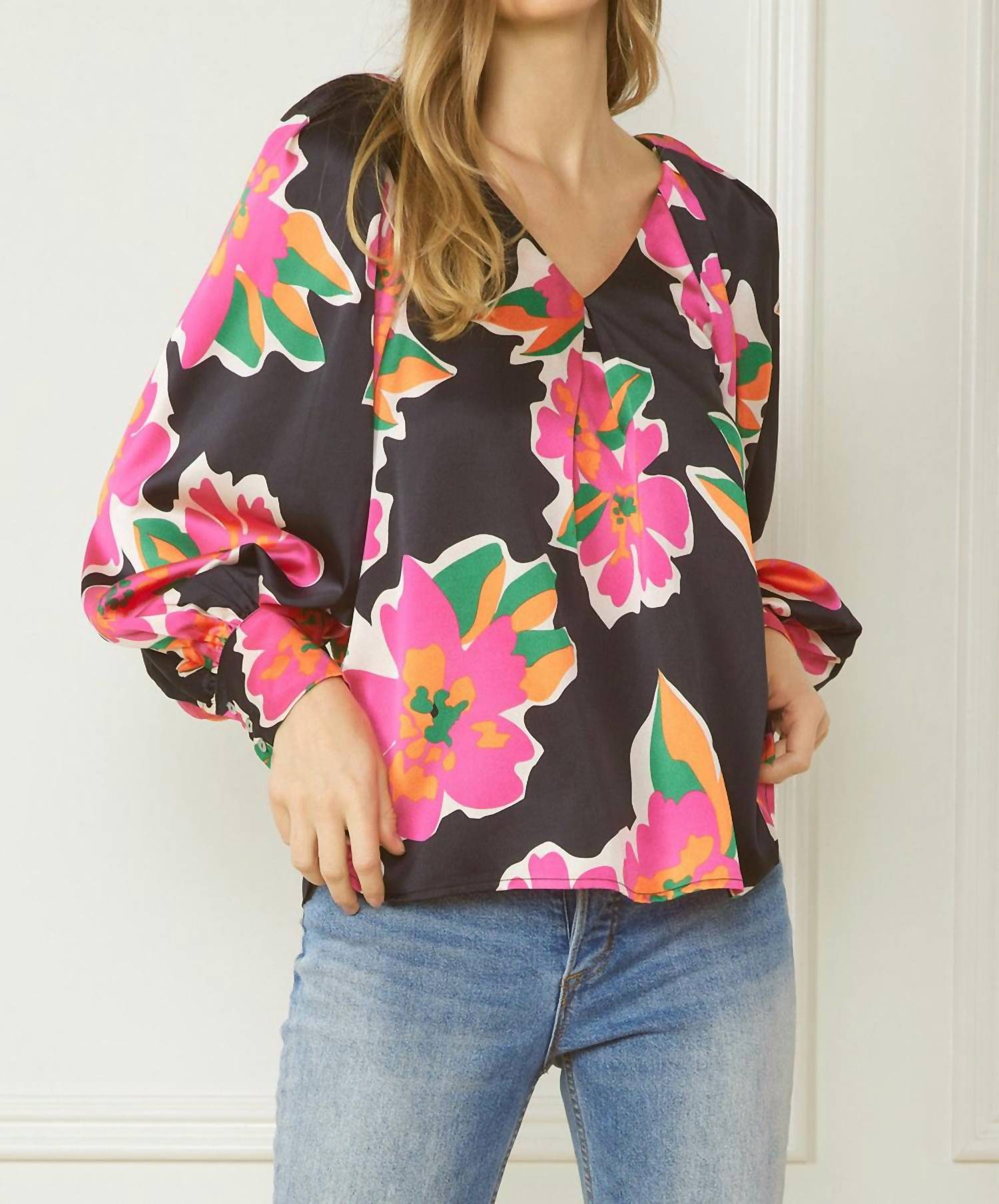 Entro - Satin Floral Blouse