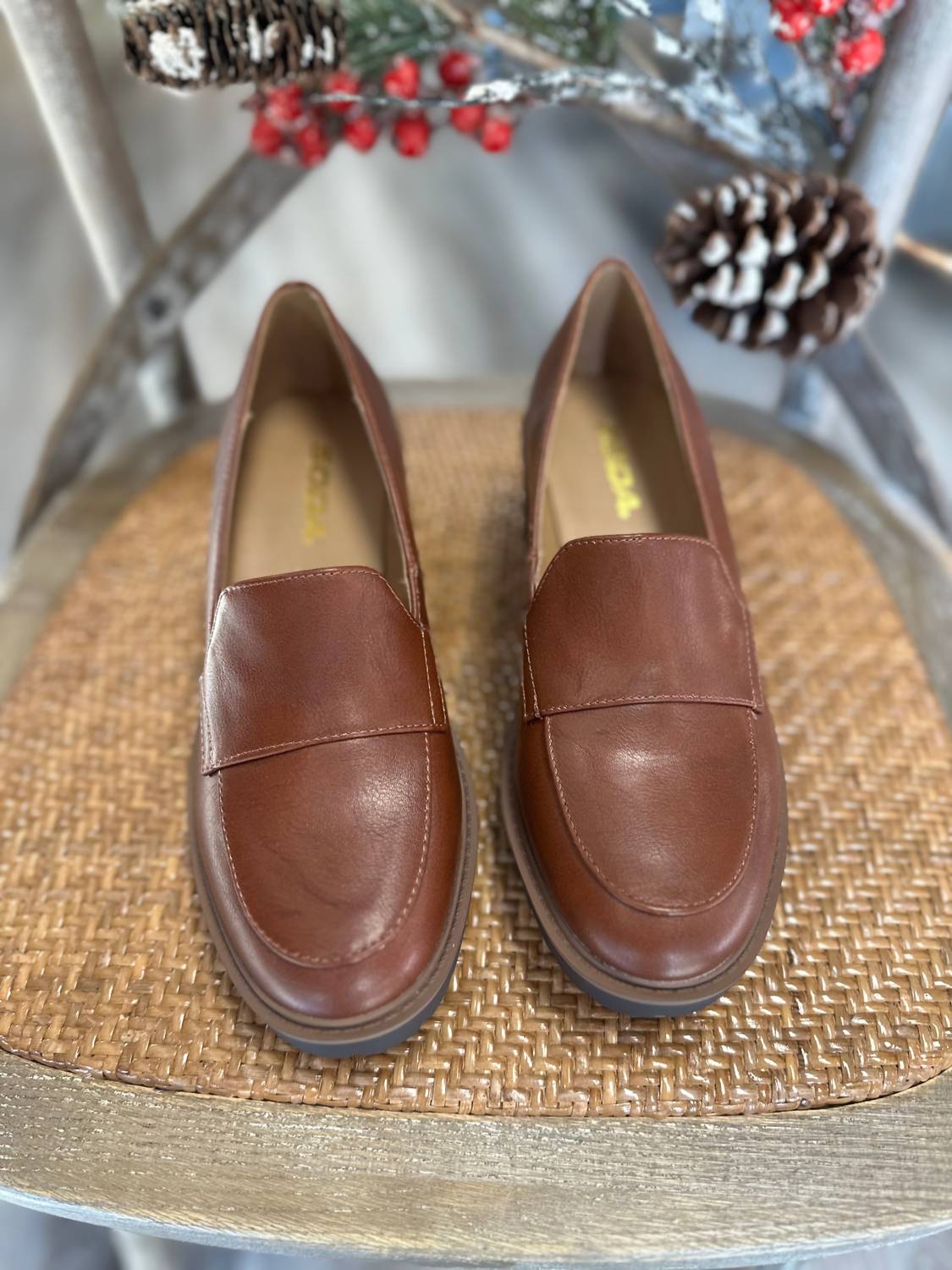 SODA Women's Smart Wedge Loafer in cognac - women's flats - alternate view