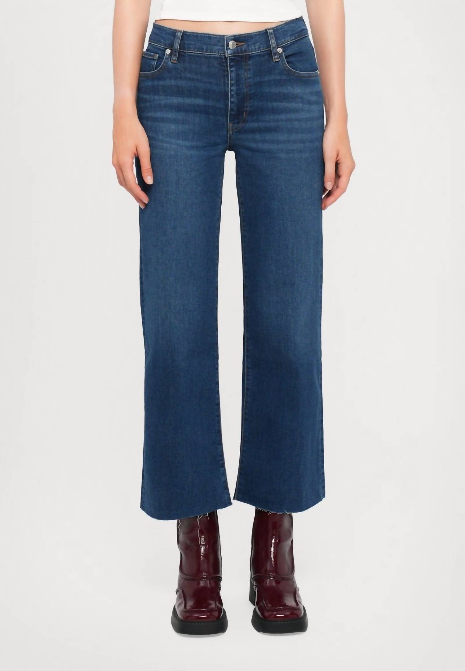 FRAME Mellow Stretch Denim Wide Leg Jeans in canal raw after - women's jeans