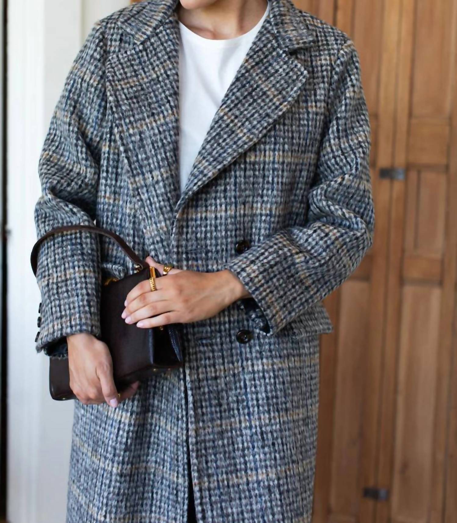 Emerson Fry - Layering Wooly Plaid Maxi Coat