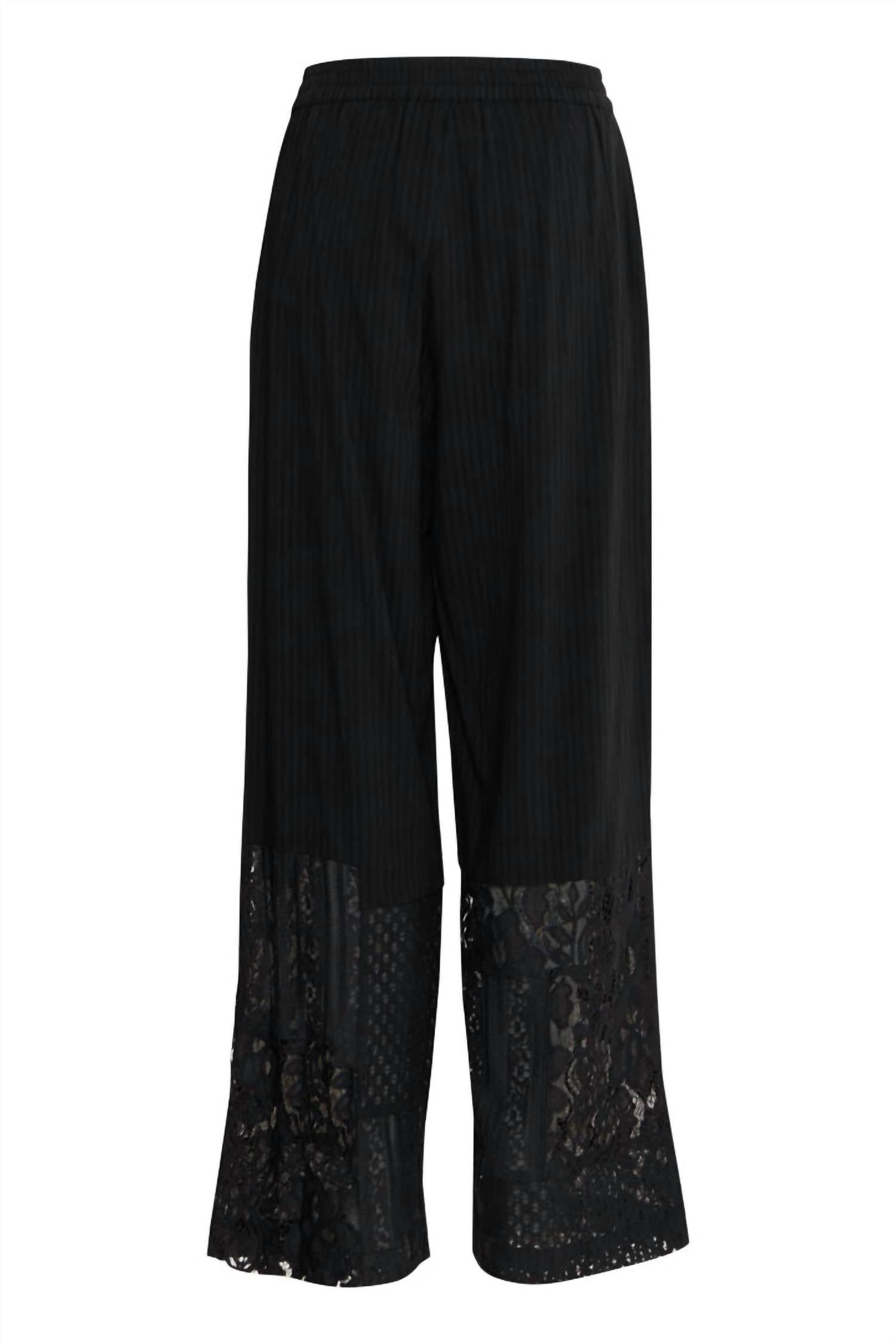 Ichi - Marila Stripe Lace Hem Wide Leg Trousers