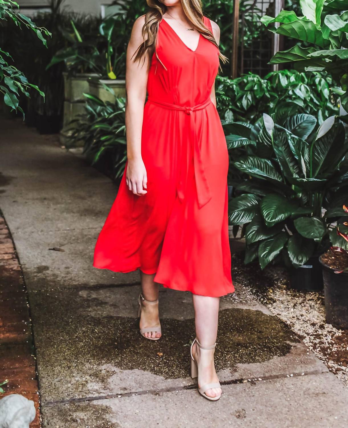 Riley V-Neck Pleated Maxi Dress