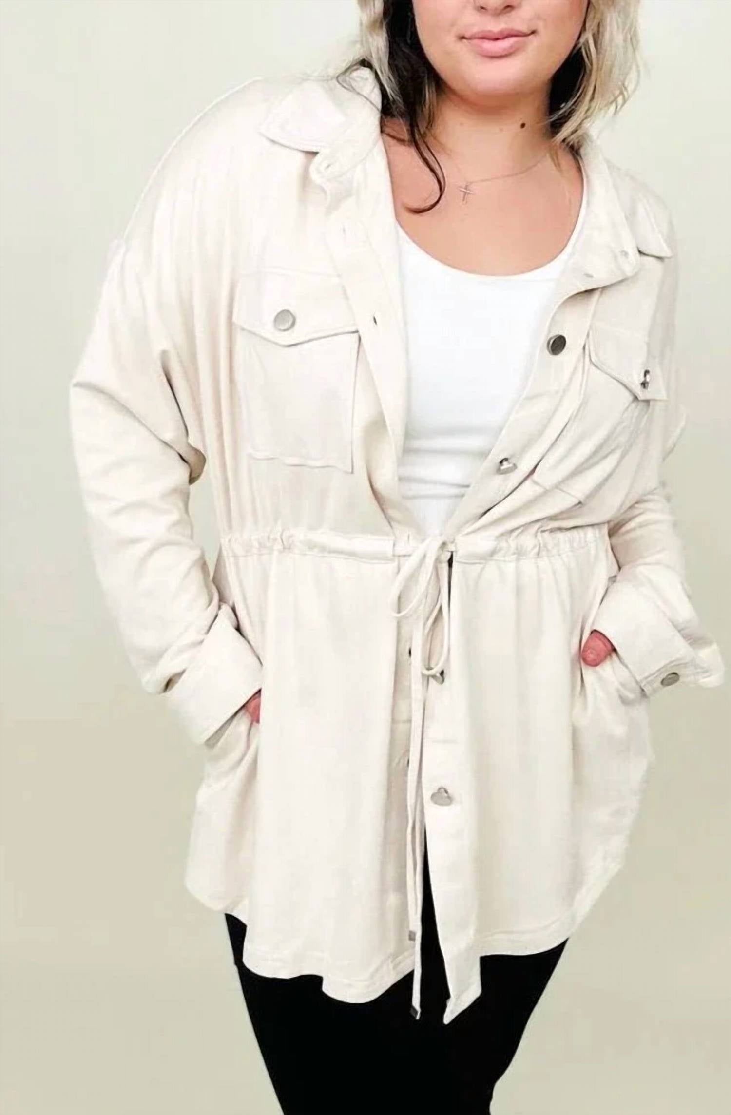 Cotton Bleu - Faux Suede Shirt Jacket