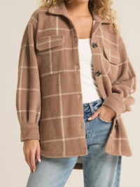Z Supply Women's Plaid Tucker Jacket in heather taupe - women's jacket