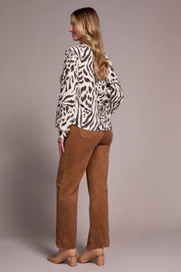Tribal - Printed Long Sleeve Crew Neck Knit Top