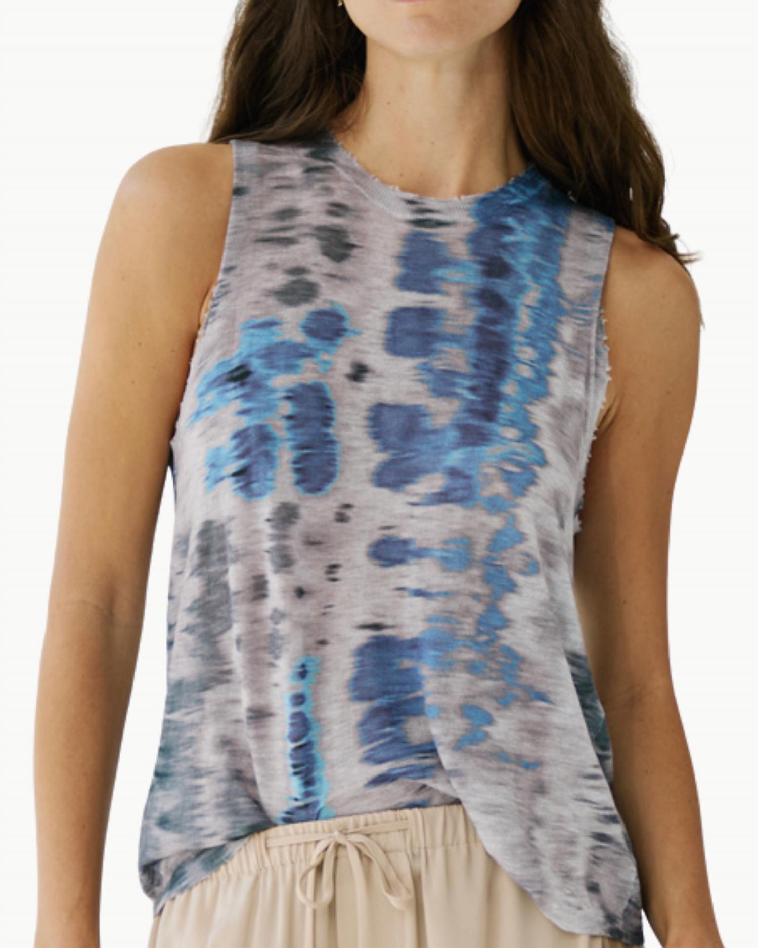 Autumn Cashmere - Blurred Animal Print Distressed Muscle Tee