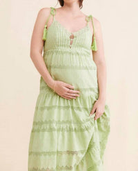 Emilia George - Grace Maternity Eyelet Tiered Midi Dress