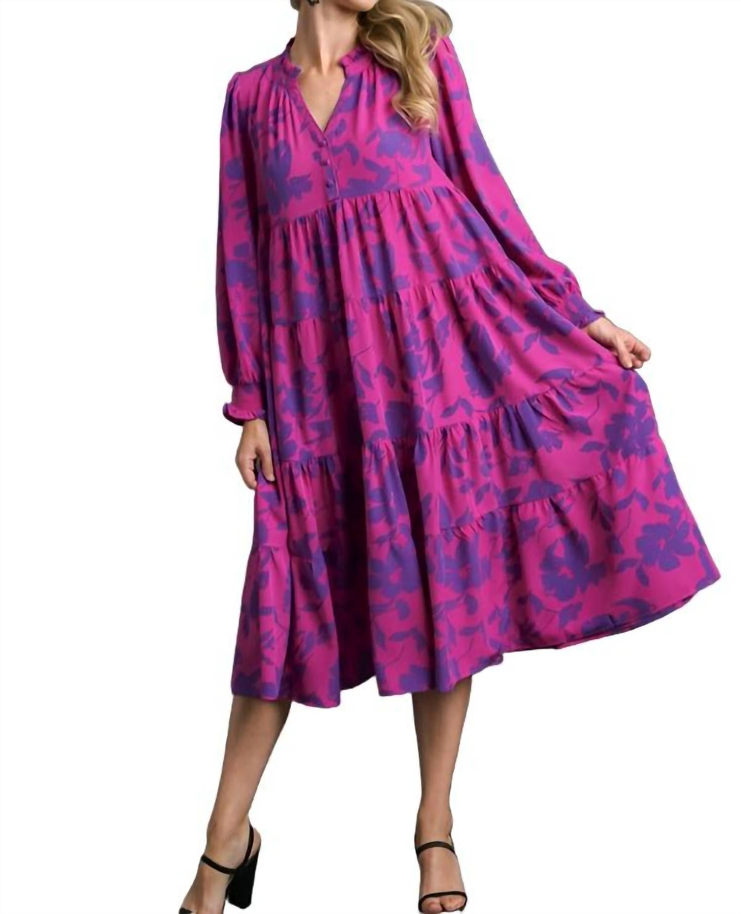 Umgee - Floral Print Midi Dress