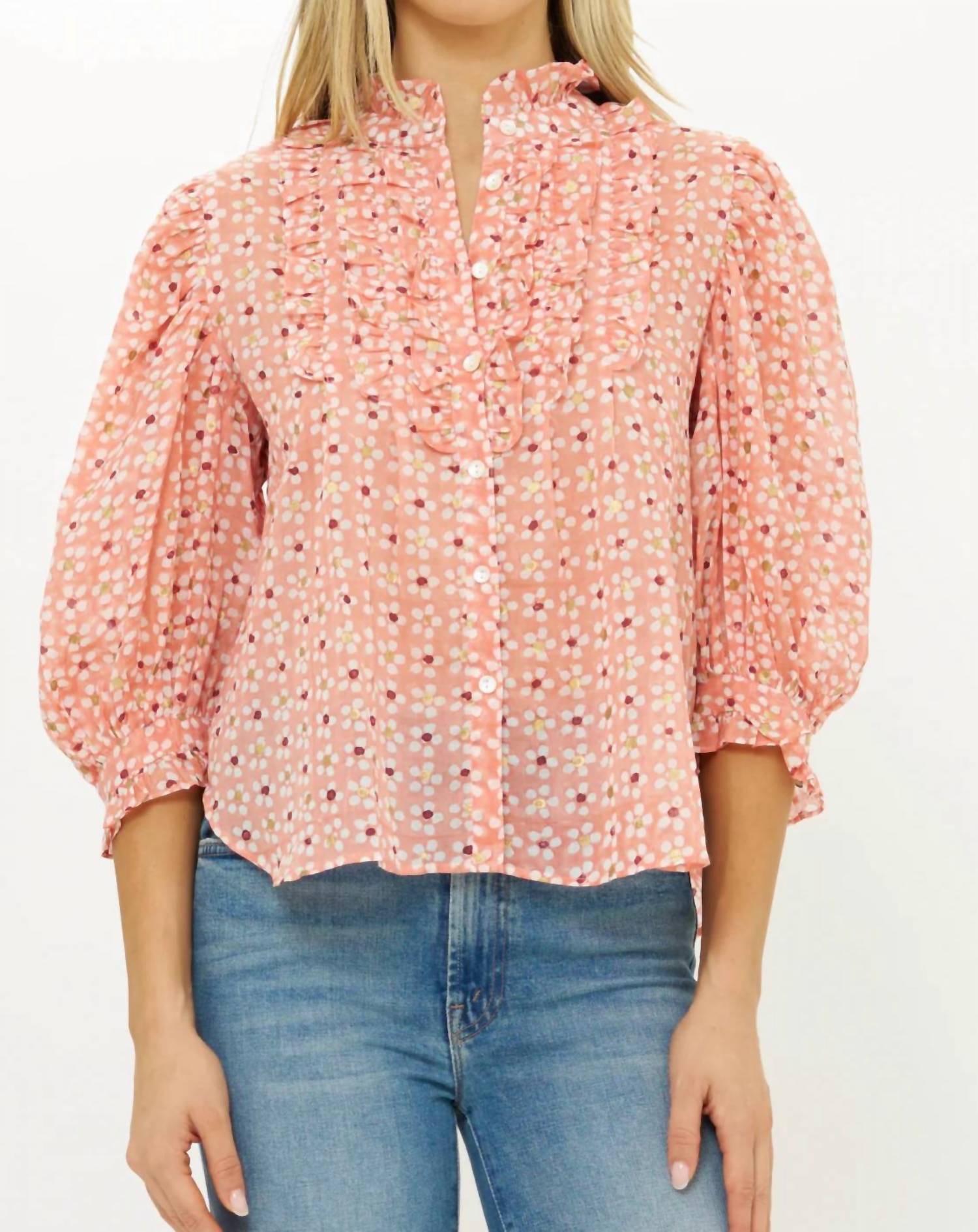 Oliphant - Ruffle Front Button Blouse