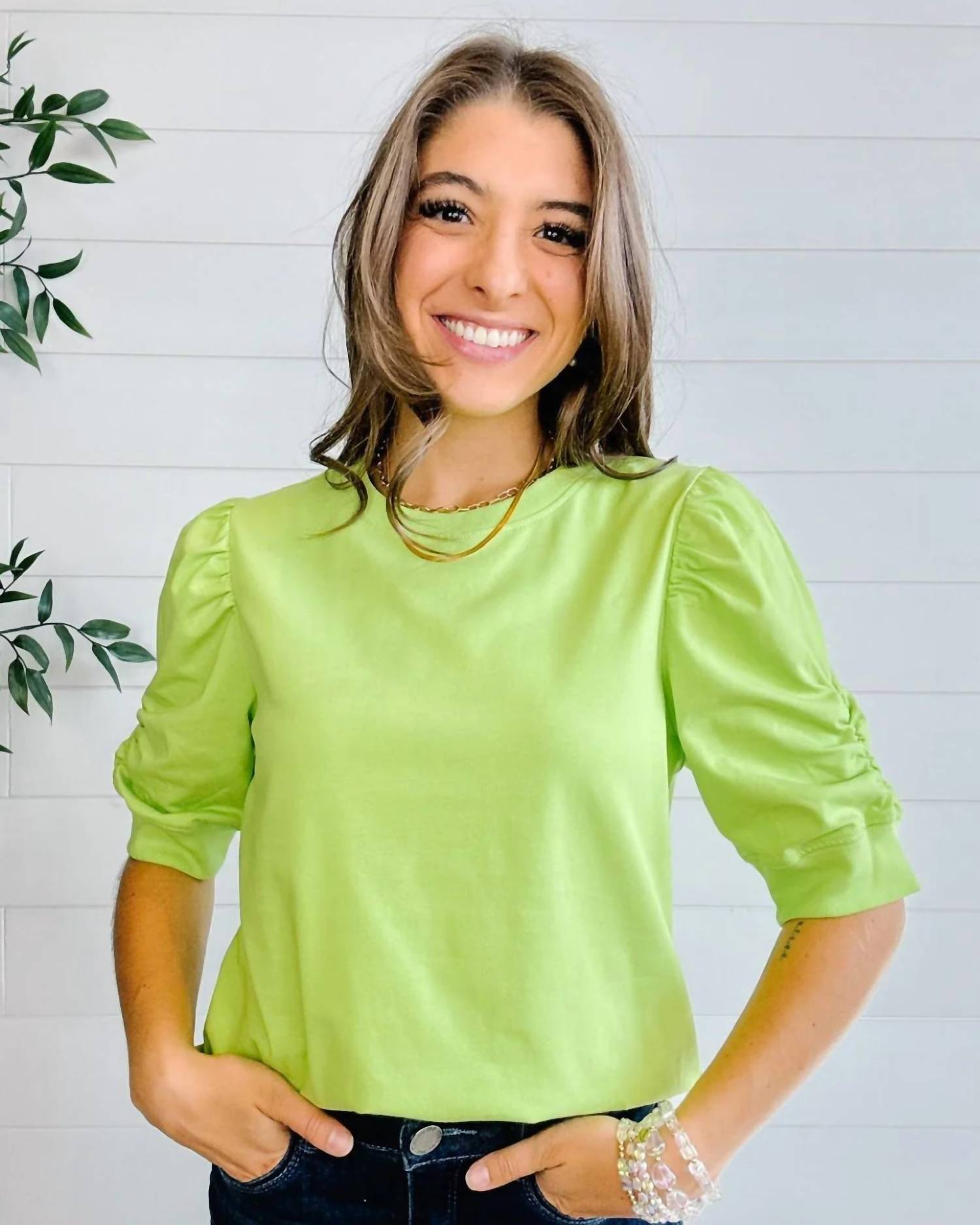 Fate + Fortune - Mac And Me Crew Neck Elbow Sleeve Top