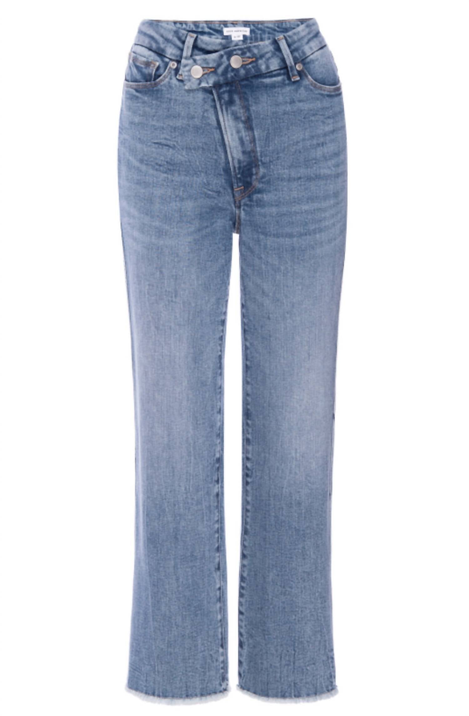 Good American - Women's Straight Leg Crossover Waistband Jeans