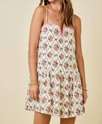 Day + Moon - Floral Dress With Contrast Knotted Edge